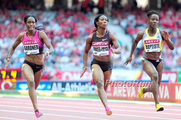 Women's 100m: English Gardner, Shelly Ann Fraser Pryce, Kelly Anne Baptiste