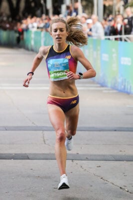 Emily Breaking US Half Marathon Record in Houston